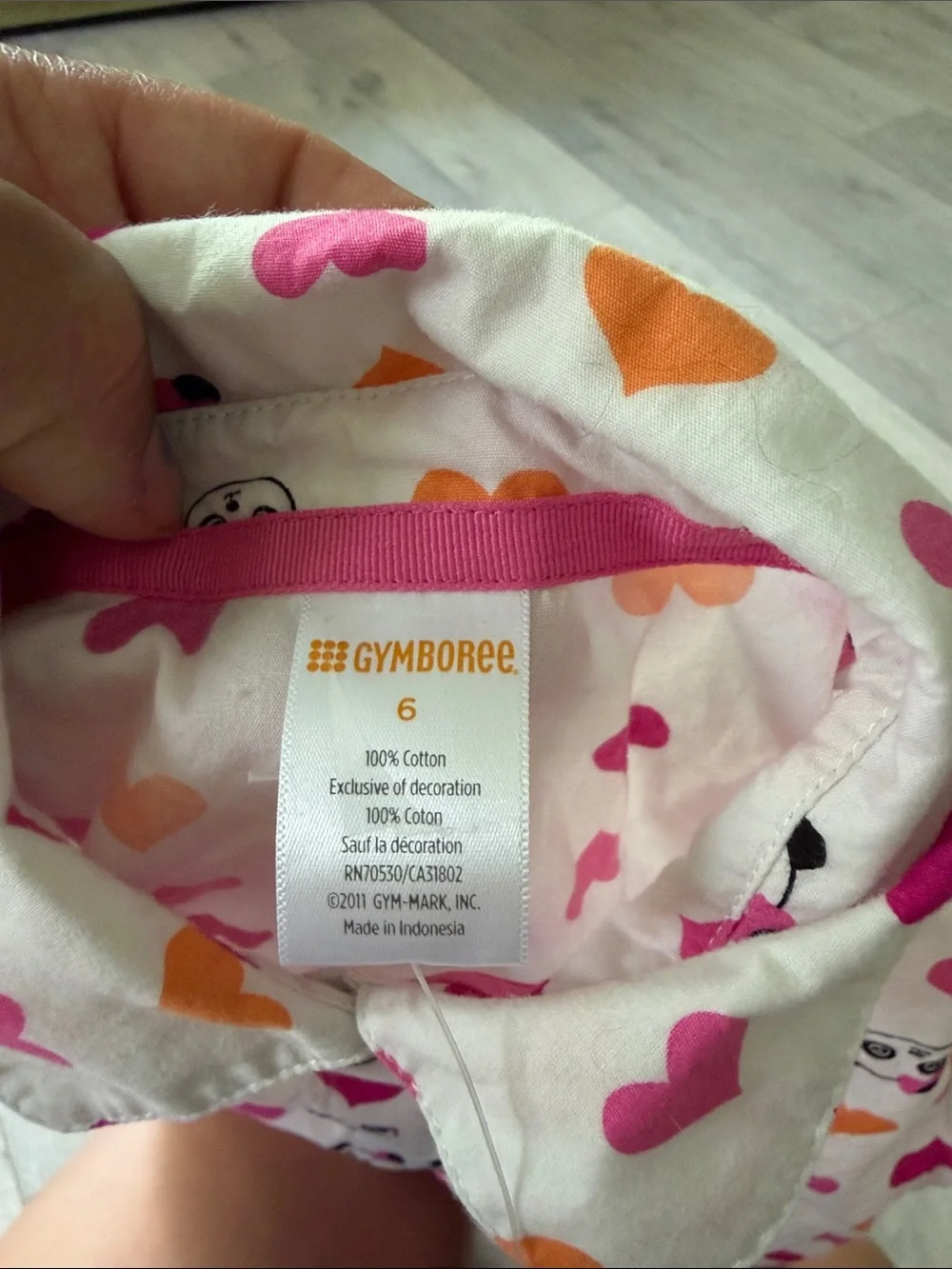 Gymboree White Shirt  with Pink & Orange Heart Print